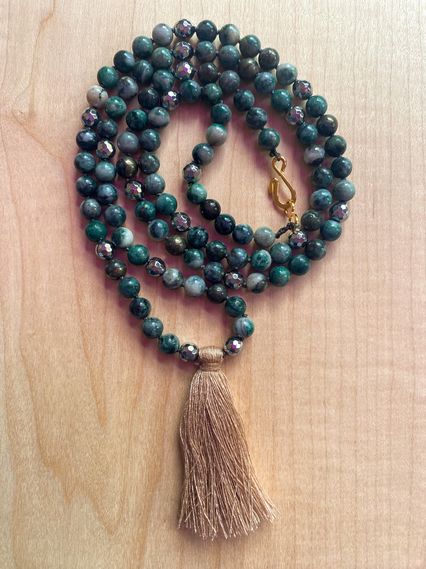 Pyrite Jade Mala Necklace