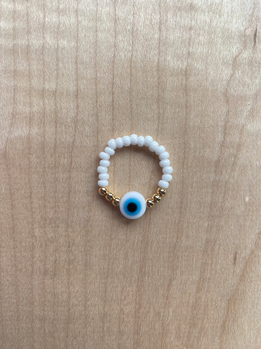 White Evil Eye Ring